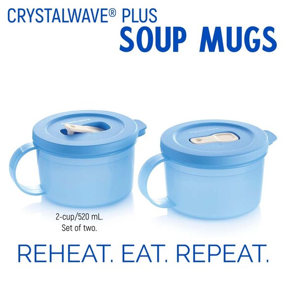 Tupperware Crystalwave Plus Soup Mugs - Set of 2! - Picture 2 of 4